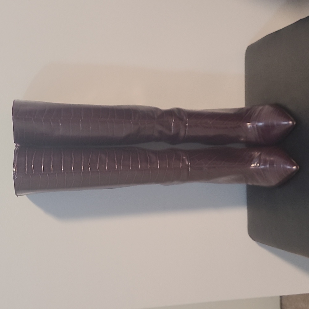 Knee length faux boot, purple